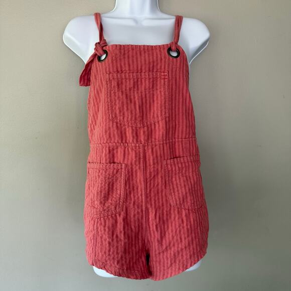 BDG Urban Outfitters Sadie Linen Blend Shortalls Overall Shorts Pink Sz Sml Boho - Picture 3 of 15
